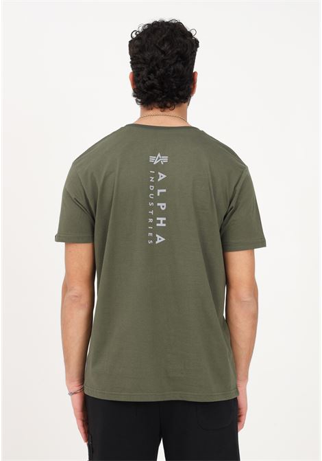 Green casual t-shirt for men with maxi logo print on the back ALPHA INDUSTRIES | T-shirt | 118536257