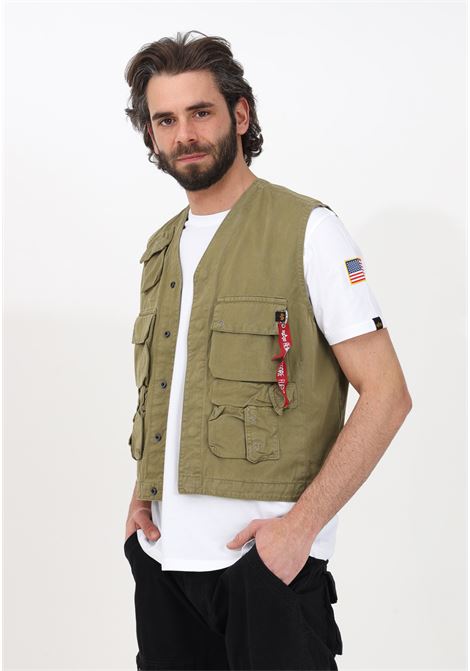 Beige sleeveless Military Vest for men ALPHA INDUSTRIES | Jacket | 13611311