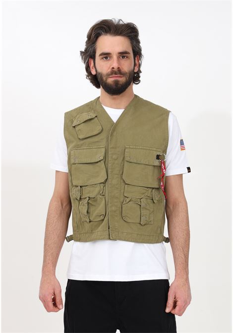 Beige sleeveless Military Vest for men ALPHA INDUSTRIES | Jacket | 13611311