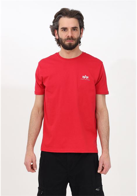 T-shirt casual rossa da uomo con stampa logo ALPHA INDUSTRIES | T-shirt | 188505328