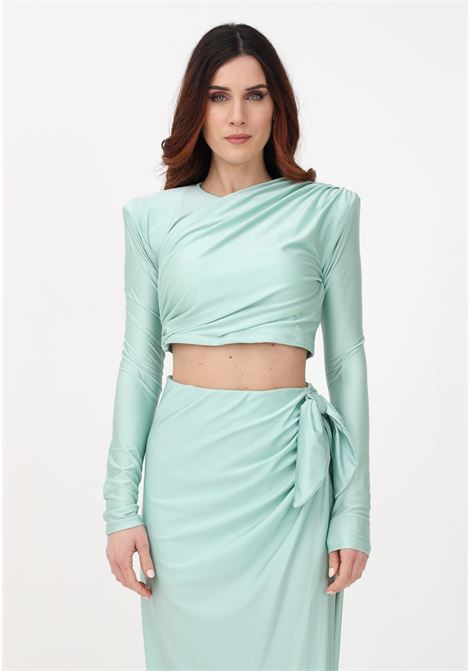 Women's teal casual top with draping AMEN | Top | HMS23210158