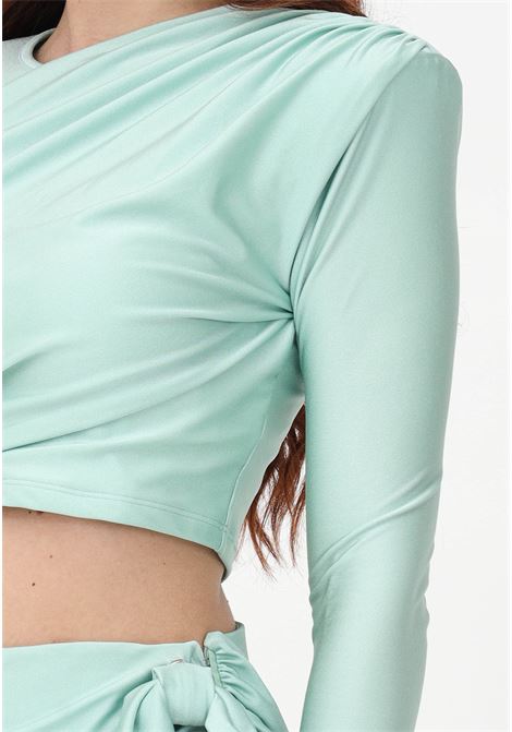 Women's teal casual top with draping AMEN | Top | HMS23210158