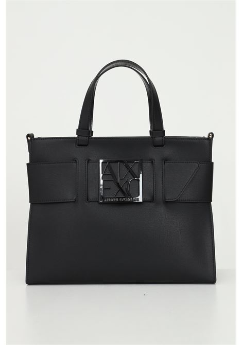 Women's black shopper bag from Armani Exchange with a maxi buckle ARMANI EXCHANGE | Bag | 9426890A87400020