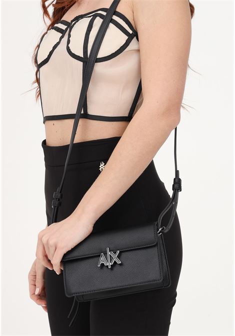 Women's black shoulder bag with AX metal patch ARMANI EXCHANGE | Bag | 942914CC78800020