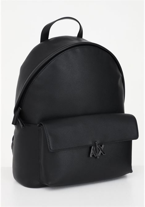 Black women's backpack with AX metal patch ARMANI EXCHANGE | Backpack | 942916CC78800020