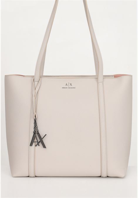 Beige shopper for women with AX logo and pendant ARMANI EXCHANGE | Bag | 942930CC72626342
