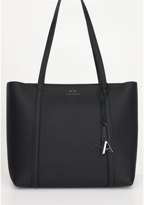 Black shopper for women with logo and AX pendant ARMANI EXCHANGE | Bag | 942930CC72628621