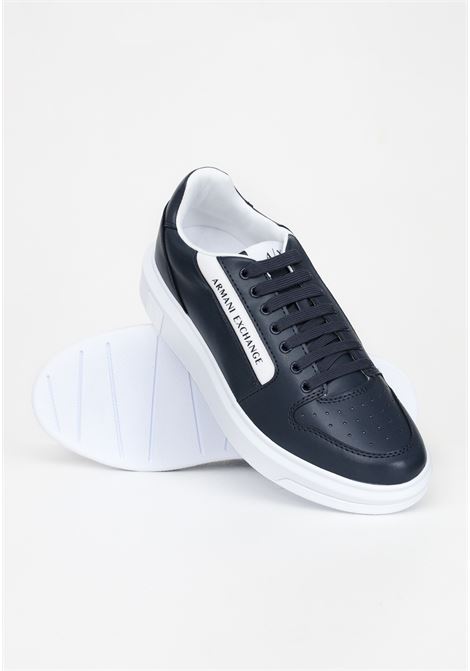 Blue casual sneakers for men with contrasting logo band ARMANI EXCHANGE | Sneakers | XUX167XV657S519