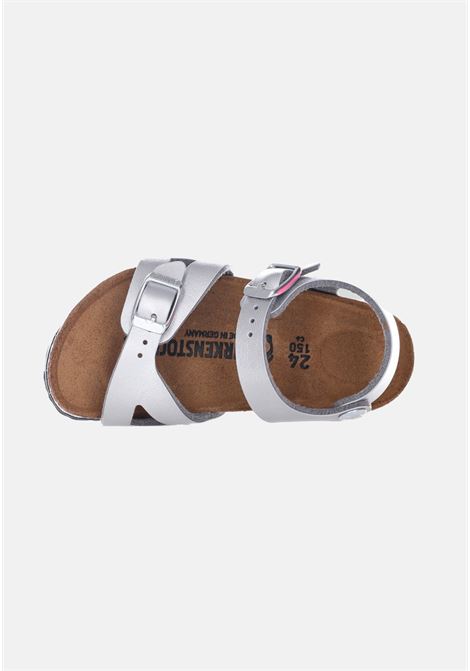 Silver sandals with adjustable buckles. Baby model. Brand: Birkenstock BIRKENSTOCK | Sandals | 731483SILVER