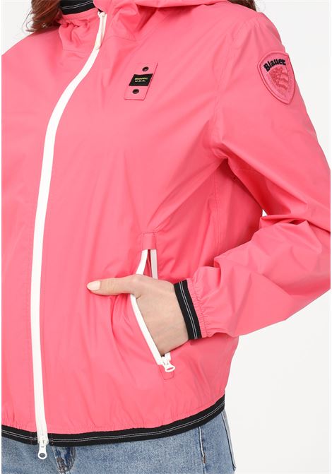 Pink women's windbreaker with logo patch BLAUER | 23SBLDC11053006007546