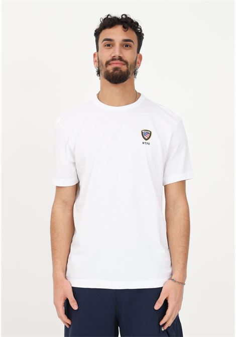 T-shirt casual bianca da uomo con stampa logo al petto BLAUER | T-shirt | 23SBLUH02097004547100