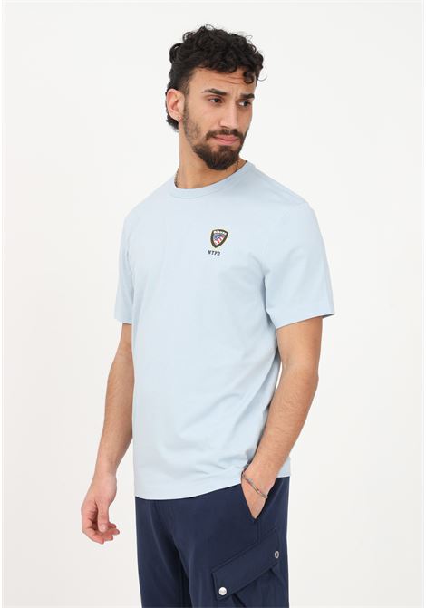 T-shirt casual azzurra da uomo con stampa logo al petto BLAUER | T-shirt | 23SBLUH02097004547838