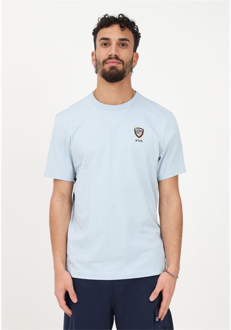 Light blue casual T-shirt for men with logo print on the chest BLAUER | T-shirt | 23SBLUH02097004547838