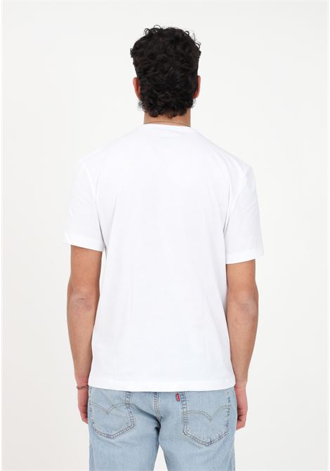 Men's white casual t-shirt with front suede shield BLAUER | T-shirt | 23SBLUH02101004547100