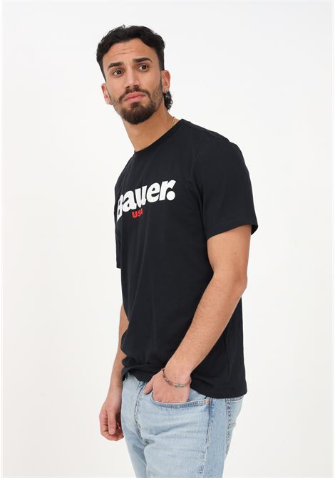 T-shirt casual nera da uomo con stampa logo BLAUER | T-shirt | 23SBLUH02104004547999