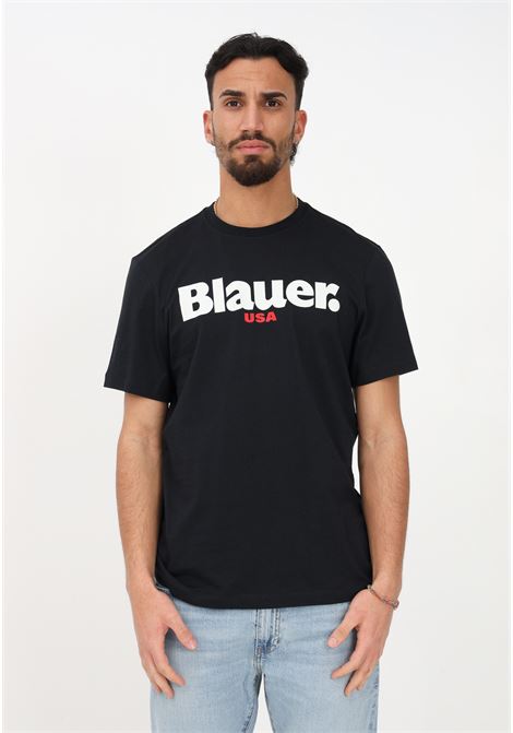 T-shirt casual nera da uomo con stampa logo BLAUER | T-shirt | 23SBLUH02104004547999