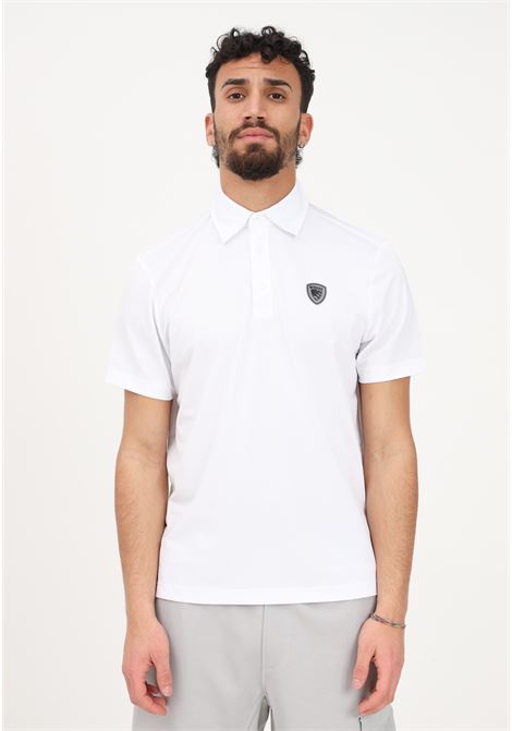 White polo shirt for men with logo patch BLAUER | Polo T-shirt | 23SBLUT02410006526100