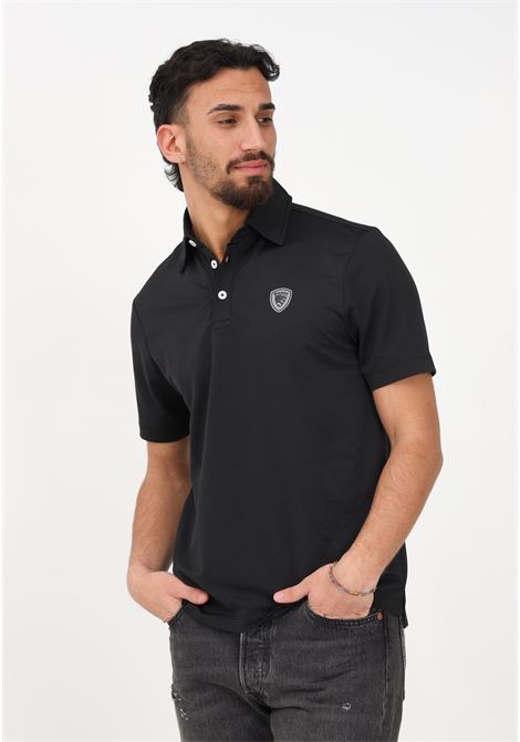 Black polo shirt for men with logo patch BLAUER | Polo T-shirt | 23SBLUT02410006526999