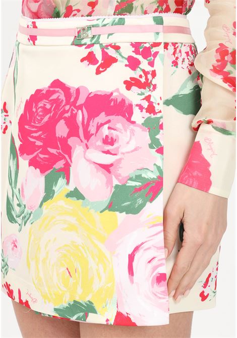 Butter short women's skirt in flower printed stretch satin Blugirl | Skirt | RA3141T3405C3240