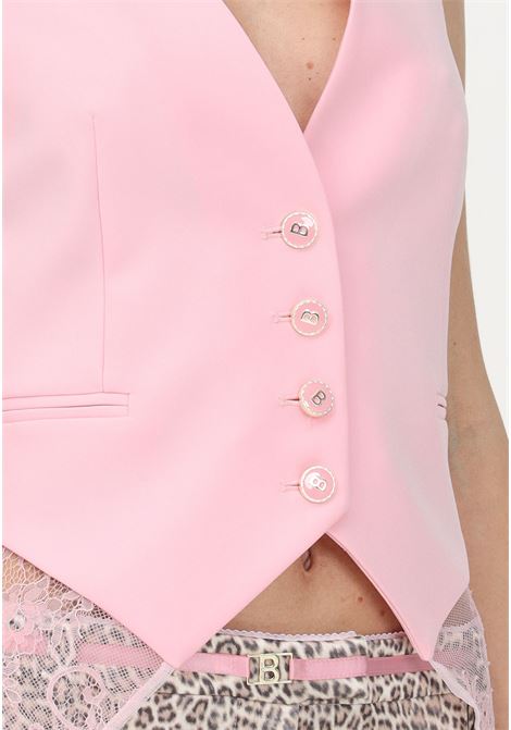 Gilet rosa da donna con retro e fianchi in pizzo see-through Blugirl | Gilet | RA3214T335932010