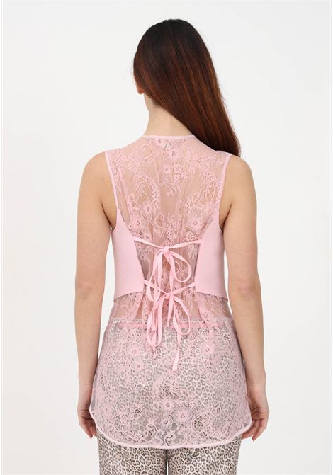 Women's pink waistcoat with see-through lace back and sides Blugirl | Gilet | RA3214T335932010