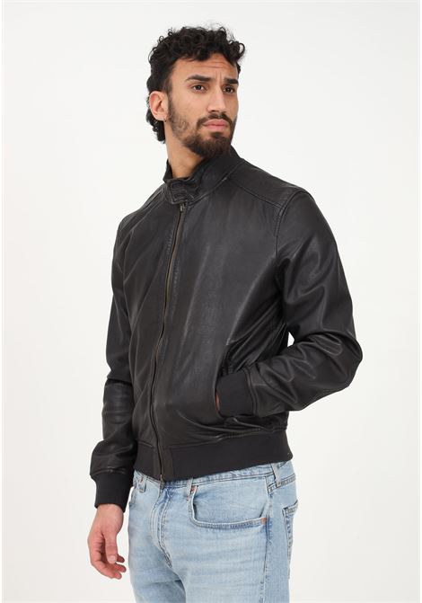 Men's Brown Friz Leather Jacket BOMBOOGIE | JMFRIZ-PLGS14