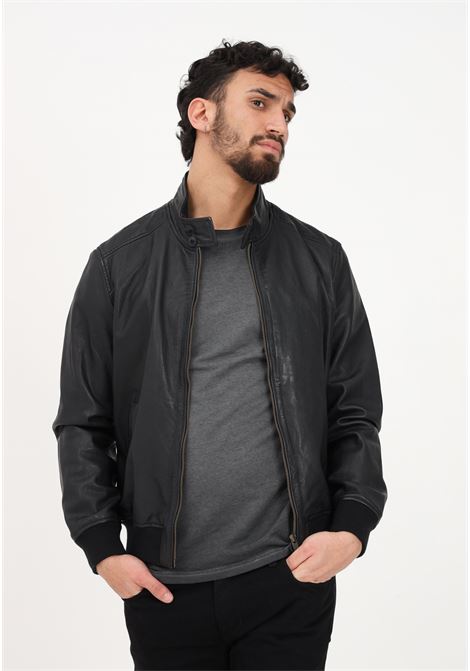 Black leather jacket for men BOMBOOGIE | JMFRIZ-PLGS90