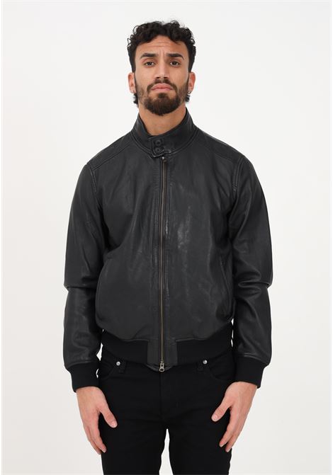 Black leather jacket for men BOMBOOGIE | JMFRIZ-PLGS90