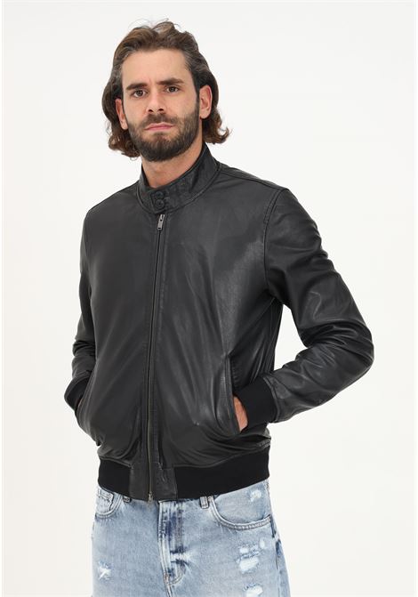 Black leather jacket for men BOMBOOGIE | JMFRIZ-PLGW90