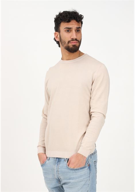 Men's beige crew-neck sweater BOMBOOGIE | Knitwear | MM7016-TKTP2105