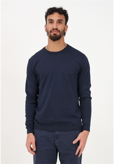 Blue crew neck sweater for men BOMBOOGIE | MM7016-TKTP2205