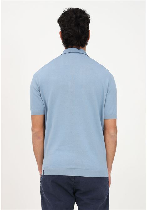 Polo azzurra da uomo in maglia rasata BOMBOOGIE | Polo | MM7483-TKTP223
