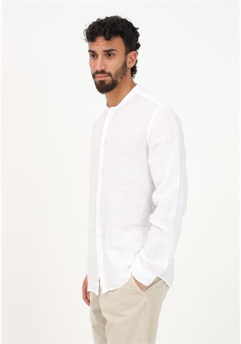 Camicia casual bianca da uomo con collo alla coreana BOMBOOGIE | Camicie | SM6401-TLI200
