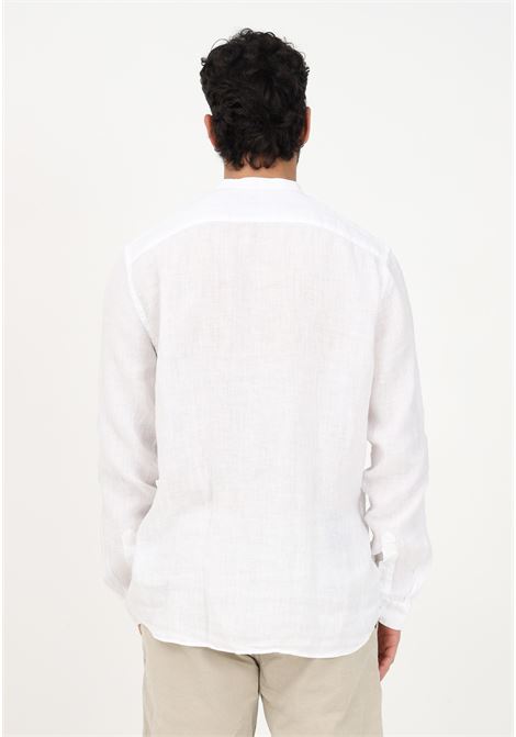 Camicia casual bianca da uomo con collo alla coreana BOMBOOGIE | Camicie | SM6401-TLI200