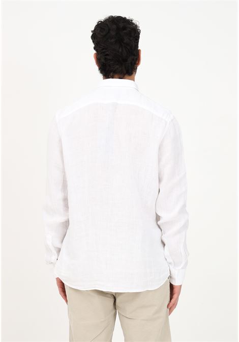 Camicia casual bianca da uomo in lino BOMBOOGIE | Camicie | SM6402-TLI200
