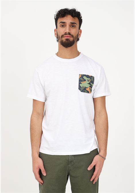 T-shirt casual bianca da uomo con taschino camo BOMBOOGIE | T-shirt | TM8013-TJSSG00