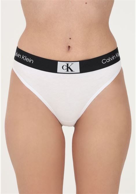 White thong for women with logoed elastic CALVIN KLEIN | Slip | 000QF7221E100