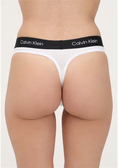 White thong for women with logoed elastic CALVIN KLEIN | Slip | 000QF7221E100