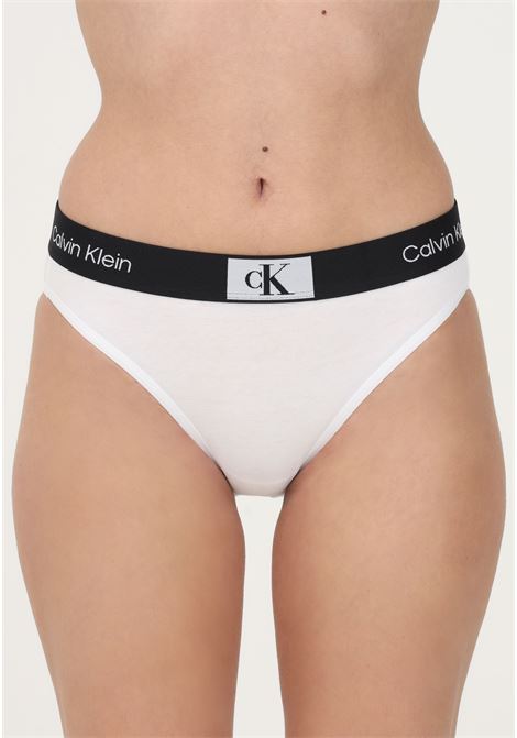 Slip bianco da donna con fascia elastica logata CALVIN KLEIN | Slip | 000QF7222E100