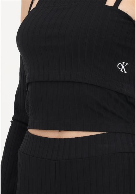 Women's black crewneck sweater with off shoulders CALVIN KLEIN | J20J220775BEHBEH