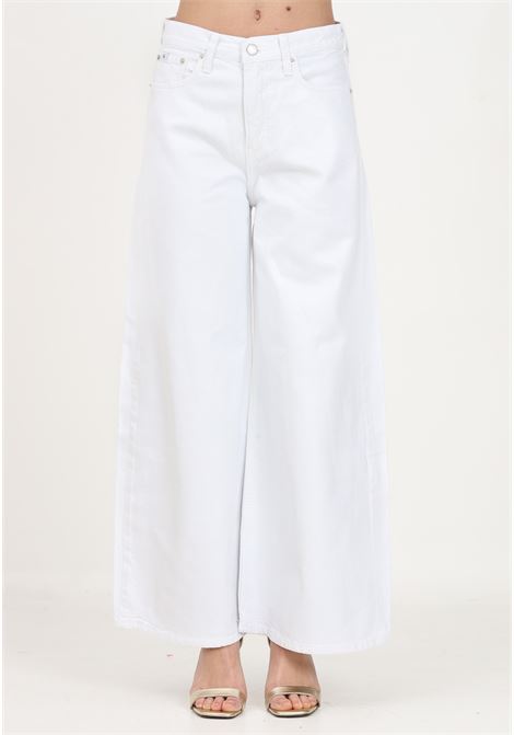 White wide leg jeans for women CALVIN KLEIN | Jeans | J20J2209281AA1AA
