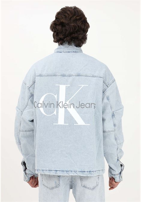 Light denim jacket for men with logo print CALVIN KLEIN | J30J3223721AA1AA