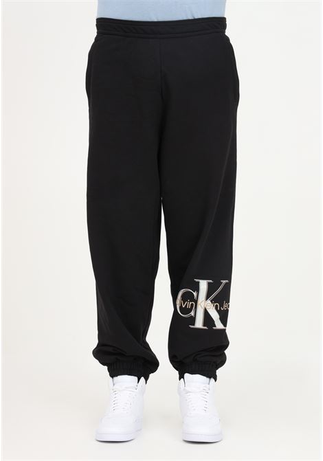 Black sport trousers for men with logo print CALVIN KLEIN | Pants | J30J322482BEHBEH