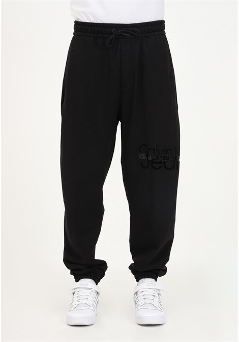 Pantalone casual nero da uomo con stampa logo CALVIN KLEIN | Pantaloni | J30J322483BEHBEH
