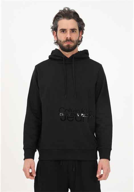 Sweatshirt with hood and black logo print for men CALVIN KLEIN | J30J322532BEHBEH