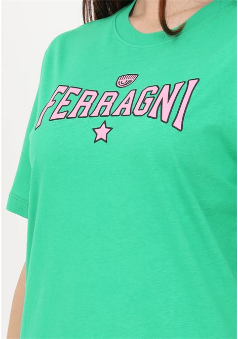 T-shirt casual verde da donna con stampa gommata Ferragni Stretch CHIARA FERRAGNI | T-shirt | 74CBHT02CJT00144