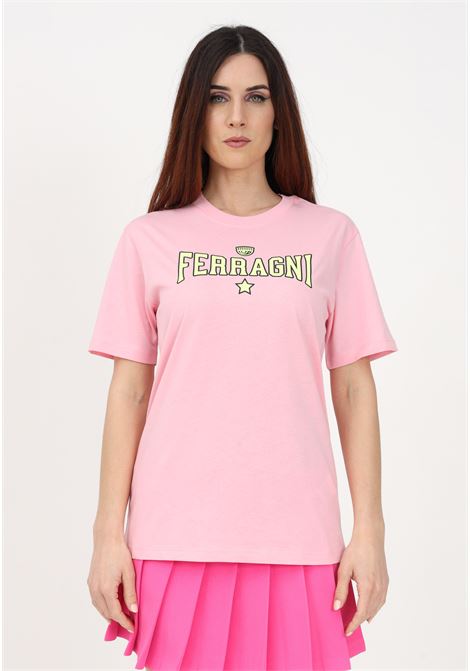 T-shirt casual rosa da donna con stampa gommata Ferragni Stretch CHIARA FERRAGNI | T-shirt | 74CBHT02CJT00439