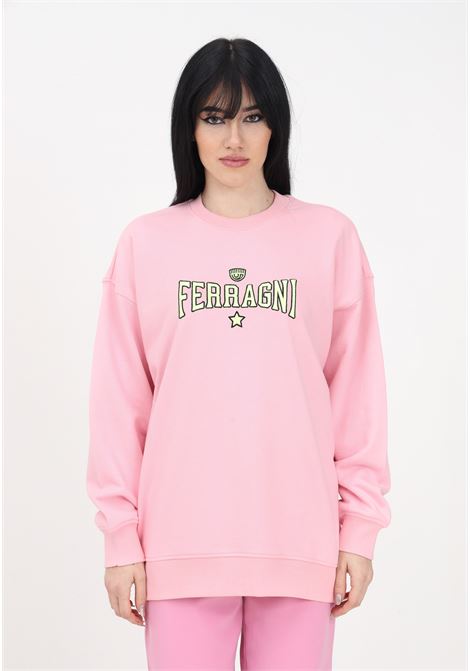 Women's pink crewneck sweatshirt with Ferragni embroidery CHIARA FERRAGNI | 74CBIT02CFT03439