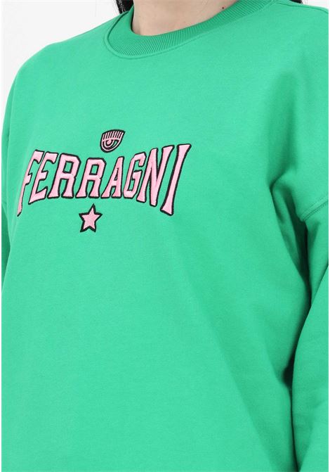 Women's green crewneck sweatshirt with Ferragni embroidery CHIARA FERRAGNI | 74CBIT02CFt03.144