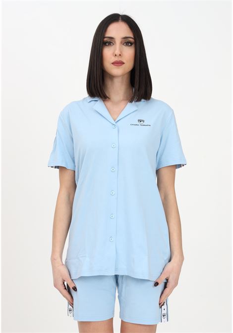 Light blue pajamas for women with logoed side bands CHIARA FERRAGNI |  | A781349210305